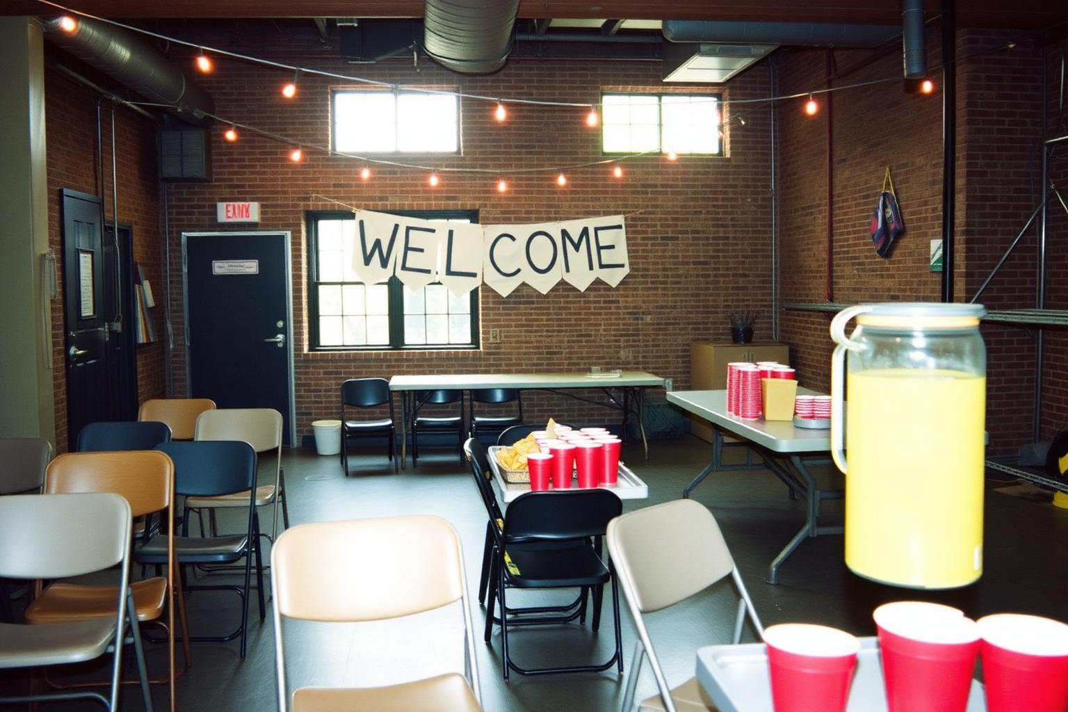 Young LGBTQ/SGL* community members talking and laughing together in a brightly lit community center lounge.